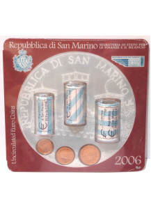 2006 San Marino Minikit composto da 3 rotoli da 20 pz 1 cent 2 cent 5 cent Fdc